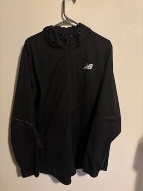 New Balance Black Hooded Running Jacket with Reflective Logo
